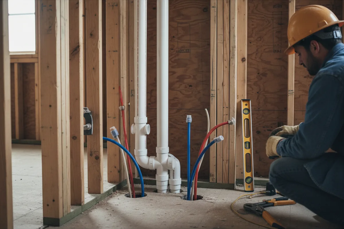 Drain and supply rough-in during Leak Detection in Palos Verdes Peninsula