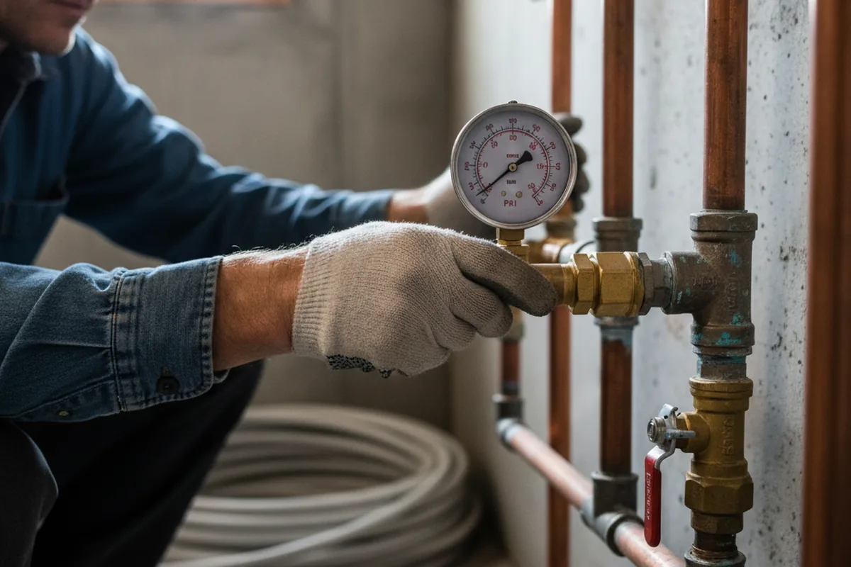Pressure testing a repaired line during Water Line Repair in Palos Verdes Peninsula